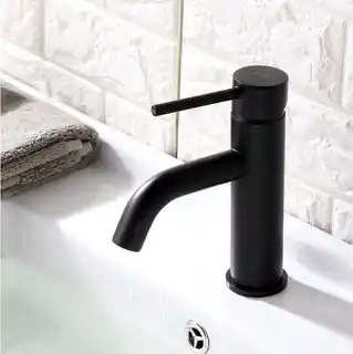 Rea bateria umywalkowa niska Lungo Black, chrom, czarny, wysoka jakość