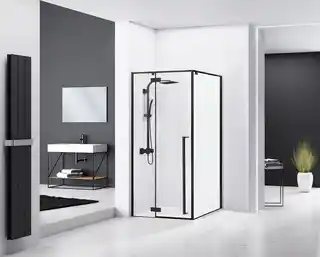 Rea Fargo kabina prysznicowa 90x120 czarne profile, matowa, prostokątna, lewa