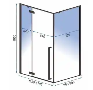 Rea Fargo kabina prysznicowa 90x120 czarne profile, matowa, prostokątna, lewa
