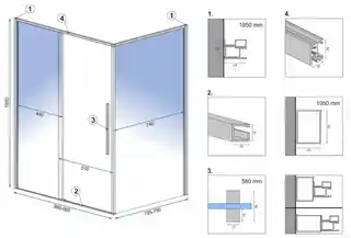 Rea K6311 Kabina prysznicowa 90x120 1950 szkło transparent Solar Black