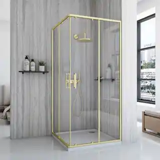 Rea -K6443 City Gold Brush Kabina bez brodzika 90x90x190 szkło transparent