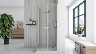 Rea -K6443 City Gold Brush Kabina bez brodzika 90x90x190 szkło transparent