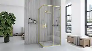 Rea -K6443 City Gold Brush Kabina bez brodzika 90x90x190 szkło transparent