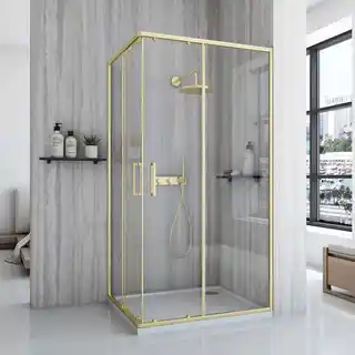 Rea -K6445 City Gold Brush Kabina bez brodzika 80x100x190 szkło transparent