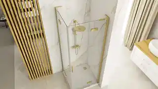 Rea K6608 Hugo Gold Brush kabina prysznicowa 80x80x200 drzwi 80, szkło hartowane, aluminiowe profile, bezpieczne zawiasy