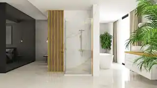 Rea K6608 Hugo Gold Brush kabina prysznicowa 80x80x200 drzwi 80, szkło hartowane, aluminiowe profile, bezpieczne zawiasy