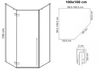 Rea K6616 Diamond Gold kabina bez brodzika 100x100x195 szkło transparent