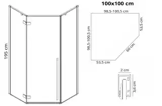 Rea -K6900 Diamond Black Kabina bez brodzika 800 x 800 x 1950, szkło: transparent