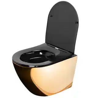 Rea misa WC podwieszana Carlo Flat Mini rimless złota czarna, model C8990