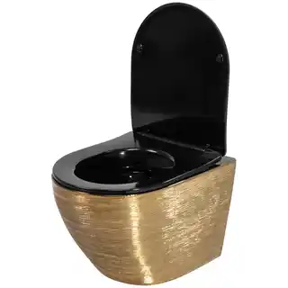 Rea miska sedesowa WC Carlo mini złoto szczotkowane, deska wolnoopadająca, model C3300