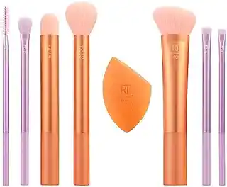 Real Techniques Pędzle i gąbka do makijażu level up brush sponge set 8 el