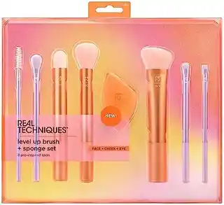 Real Techniques Pędzle i gąbka do makijażu level up brush sponge set 8 el