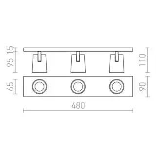 Rendl KENNY III lampa sufitowa i ścienna trzypunkowa listwa GU10 2x35W 230V metalowa biała czarna