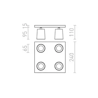 Rendl KENNY IV lampa sufitowa czteropunktowa reflektory aluminium szczotkowane czarna GU10 4x35W kwadratowa podstawa