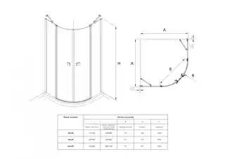 Roca Capital kabina półokrągła ze ścianką stałą 90x90cm przejrzyste AM4309012M
