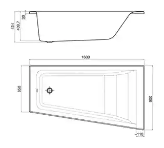 Roca Easy Wanna narożna asymetryczna 160x90x40,6 cm akrylowa prawa biała