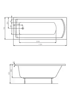 Roca Linea Wanna prostokątna 170x70x43 cm akrylowa biała