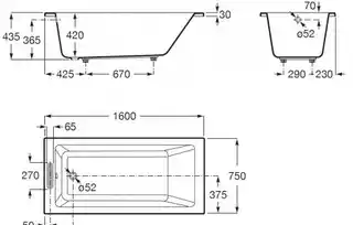 Roca Vythos Wanna prostokątna 160x75 cm biała
