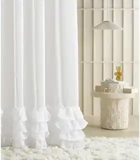 Room99 firana z falbanami Flavia biała 140x250, taśma