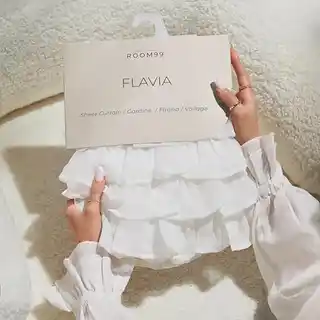 Room99 firana z falbanami Flavia biała 200x250 tkanina taśma