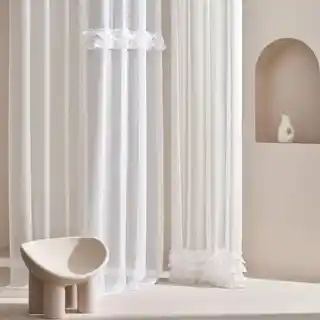 Room99 firana z falbanami Frilla biała 140x250 tkanina taśma