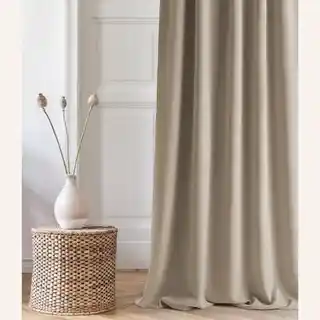 Room99 zasłona Aura beżowa 140x250 srebrna przelotka