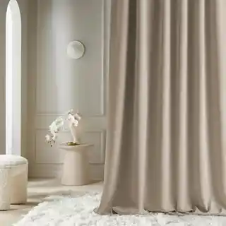 Room99 zasłona Aura beżowa 140x260 srebrna przelotka