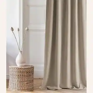 Room99 zasłona Aura beżowa 180x280 srebrna przelotka