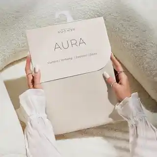 Room99 zasłona Aura beżowa jasna 140x250 srebrna przelotka