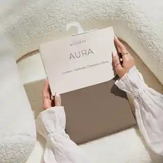Room99 zasłona Aura brąz Nugat 140x280 srebrna przelotka