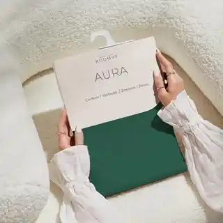 Room99 zasłona Aura butelkowa zieleń 140x250 srebrne przelotki