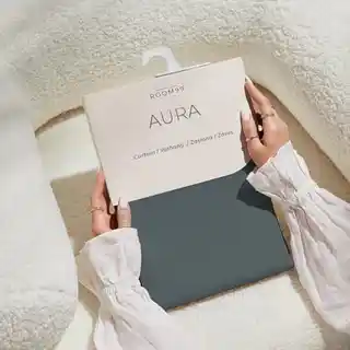 Room99 zasłona Aura szara ciemna 140x250 srebrne przelotki