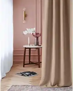Room99 zasłona zaciemniająca Laurel beżowa 140x250 tkanina taśma
