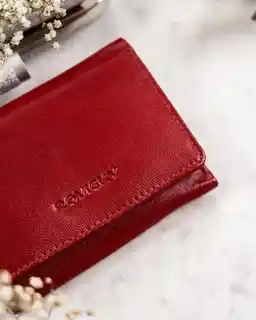 Rovicky skórzany portfel R RD 33 GCL czerwony, męski, elegancki, z miejscem na karty i banknoty