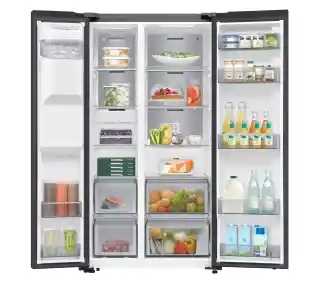 Samsung SBS RS70F64KEBEO Pełny No Frost 178,6cm Dystrybutor wody Kostkarka Zdalne sterowanie Czarne szkło Lodówka