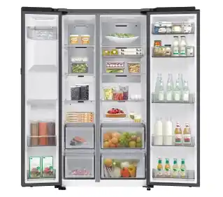 Samsung SBS RS80F66KBFEO Pełny No Frost 178,4cm Kostkarka Komora świeżości Zdalne sterowanie Grafitowa stal Lodówka
