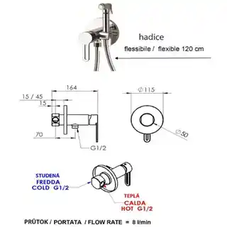 Sapho bateria bidetowa podtynkowa chrom 1103 07