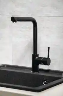 Sapho Bateria kuchenna 27 5 cm obrotowa wylewka Czarny mat INOVA