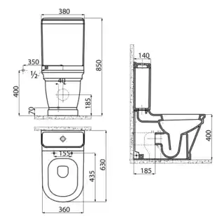 Sapho Kompakt WC odpływ poziomy/pion kompletny zestaw + deska Antik WCSET08-ANTIK