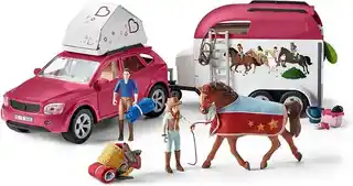 SCHLEICH Zestaw figurek Końskie przygody z samochodem i przyczepą 42535