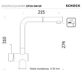 Schock Epos 540120 Kremowy Mosiądz Bateria kuchenna