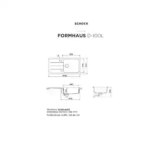 Schock Formhaus D100L Waniliowy Zlewozmywak prostokątny