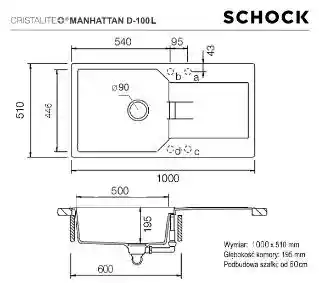 Schock Manhattan D-100L Granitowy Onyx Zlewozmywak prostokątny