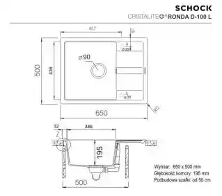 Schock Ronda D-100 L Granitowy Vanilla Zlewozmywak prostokątny