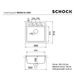 Schock Zlewozmywak Cristadur Mono N-100S Magma