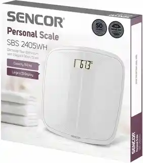 Sencor SBS 2405WH Waga łazienkowa 150kg, czarna, cyfrowa, z funkcją tarowania i automatycznym wyłączaniem