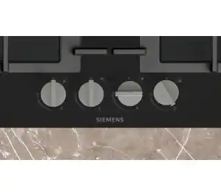 Siemens EN6B6PK40 59cm Płyta gazowa, czarna, 4 palniki, automatyczne zapalanie, zabezpieczenie przeciwwypływowe