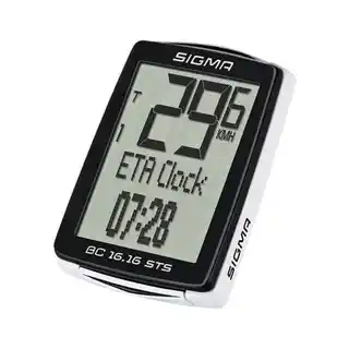 Sigma licznik rowerowy BC 16.16 STS bezprzewodowy, czarny, ekran LCD, funkcje prędkości, dystansu, czasu, bezprzewodowa transmisja, bateria CR2032