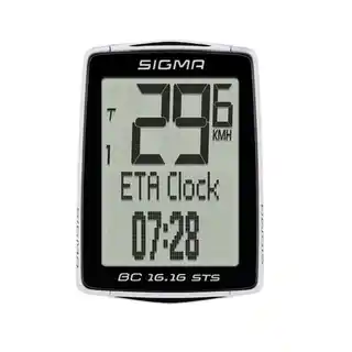 Sigma licznik rowerowy BC 16.16 STS bezprzewodowy, czarny, ekran LCD, funkcje prędkości, dystansu, czasu, bezprzewodowa transmisja, bateria CR2032