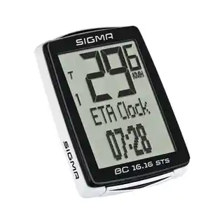 Sigma licznik rowerowy BC 16.16 STS bezprzewodowy, czarny, ekran LCD, funkcje prędkości, dystansu, czasu, bezprzewodowa transmisja, bateria CR2032